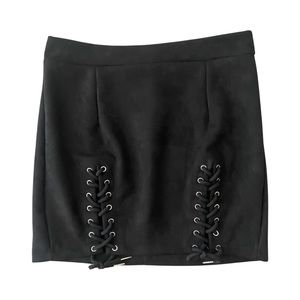 Black miniskirt. XL Juniors Women’s Stretch with Lace up detail